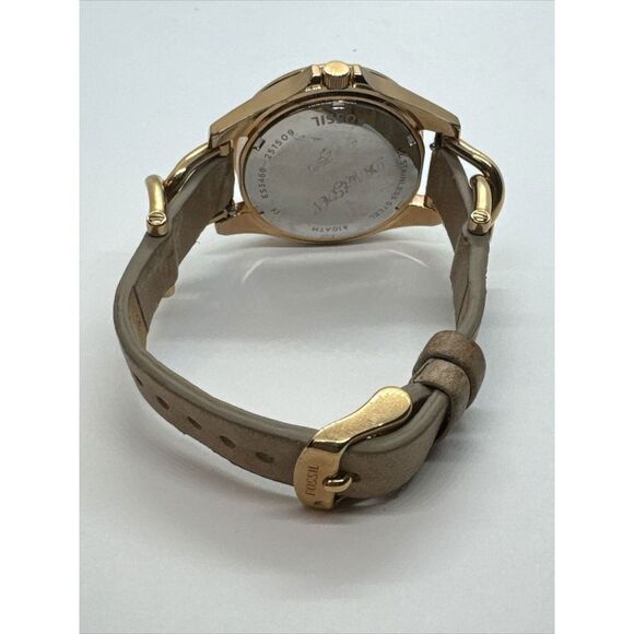 Fossil Riley ES3466 Women's Rose Gold-Tone Sand Leather Analog Dial Watch JNA310 - Picture 9 of 11